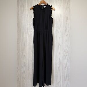 J.Crew Black Sleeveless Ruffle Neck Wide-Leg Jumpsuit Size 4 EUC